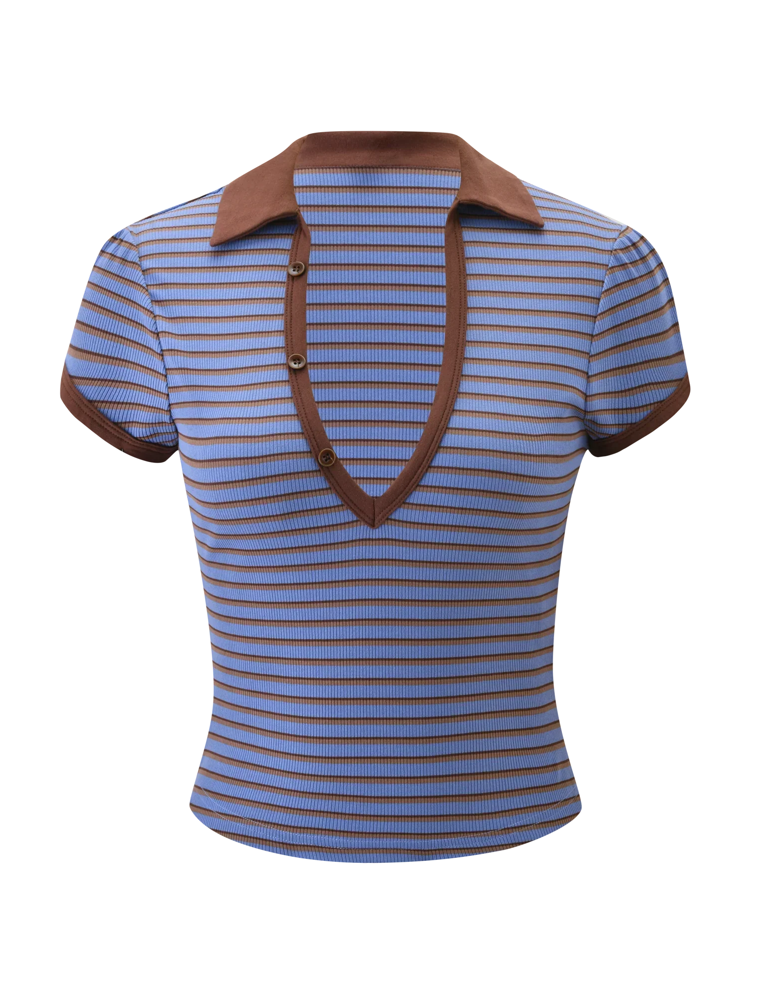 KAYDIN TOP BLUE AND BROWN STRIPE