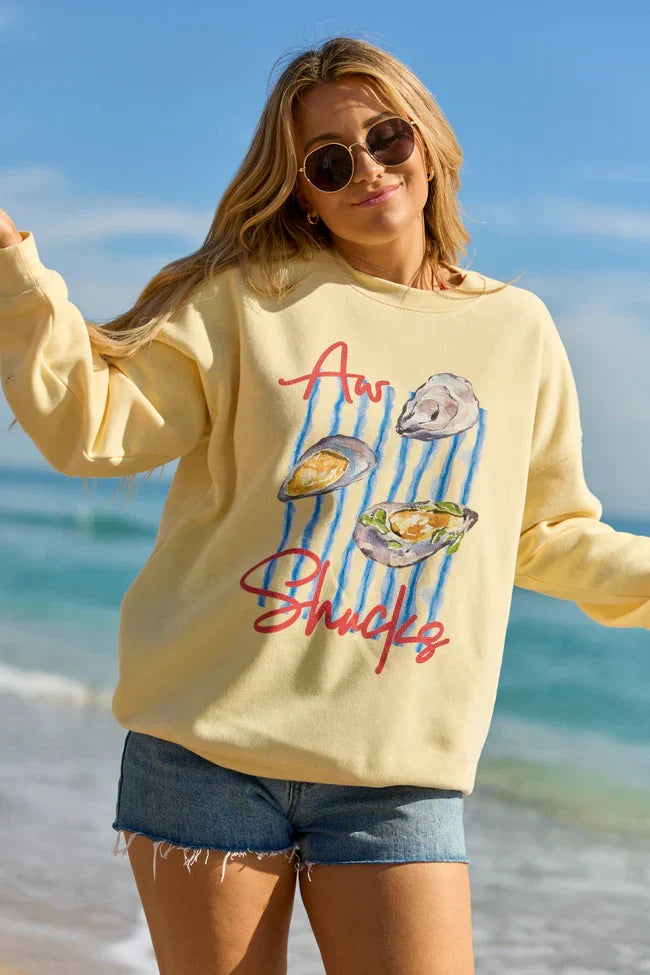 Aw Shucks Yellow Graphic Sweatshirt