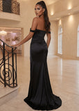 Paloma Satin Split Gown Black