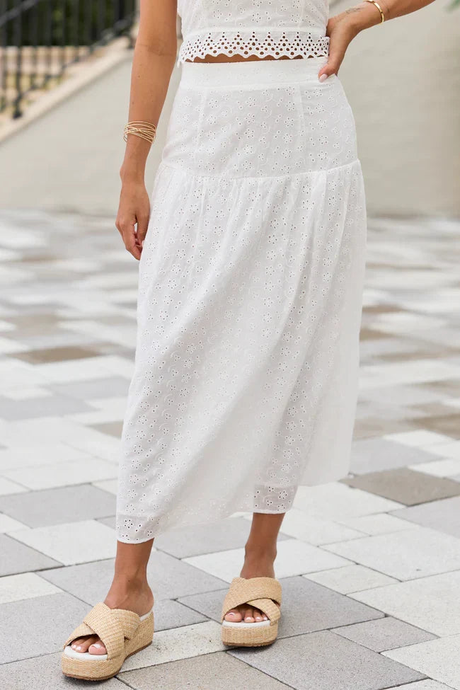 Take It Easy White Eyelet Tube Top Set