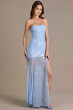 Embellished Lace Corset Gown in Sky Blue