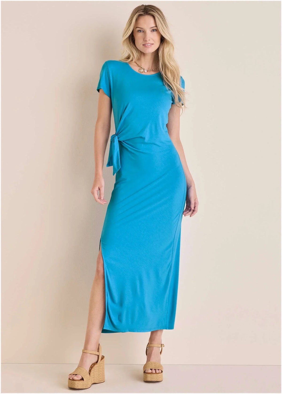 Tie Side Maxi Dress Blue