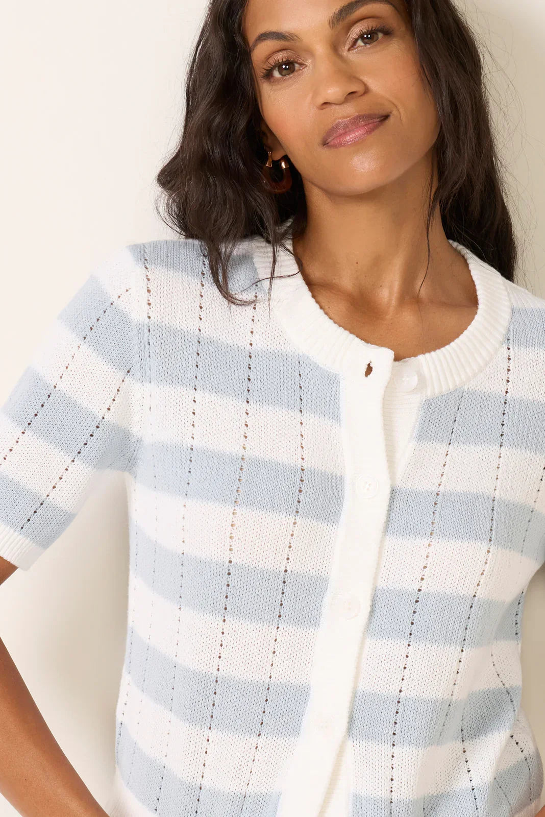 Evie Short Sleeve Crew Cardigan