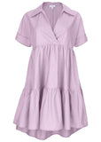 Cotton Poplin Tiered Dress Lilac