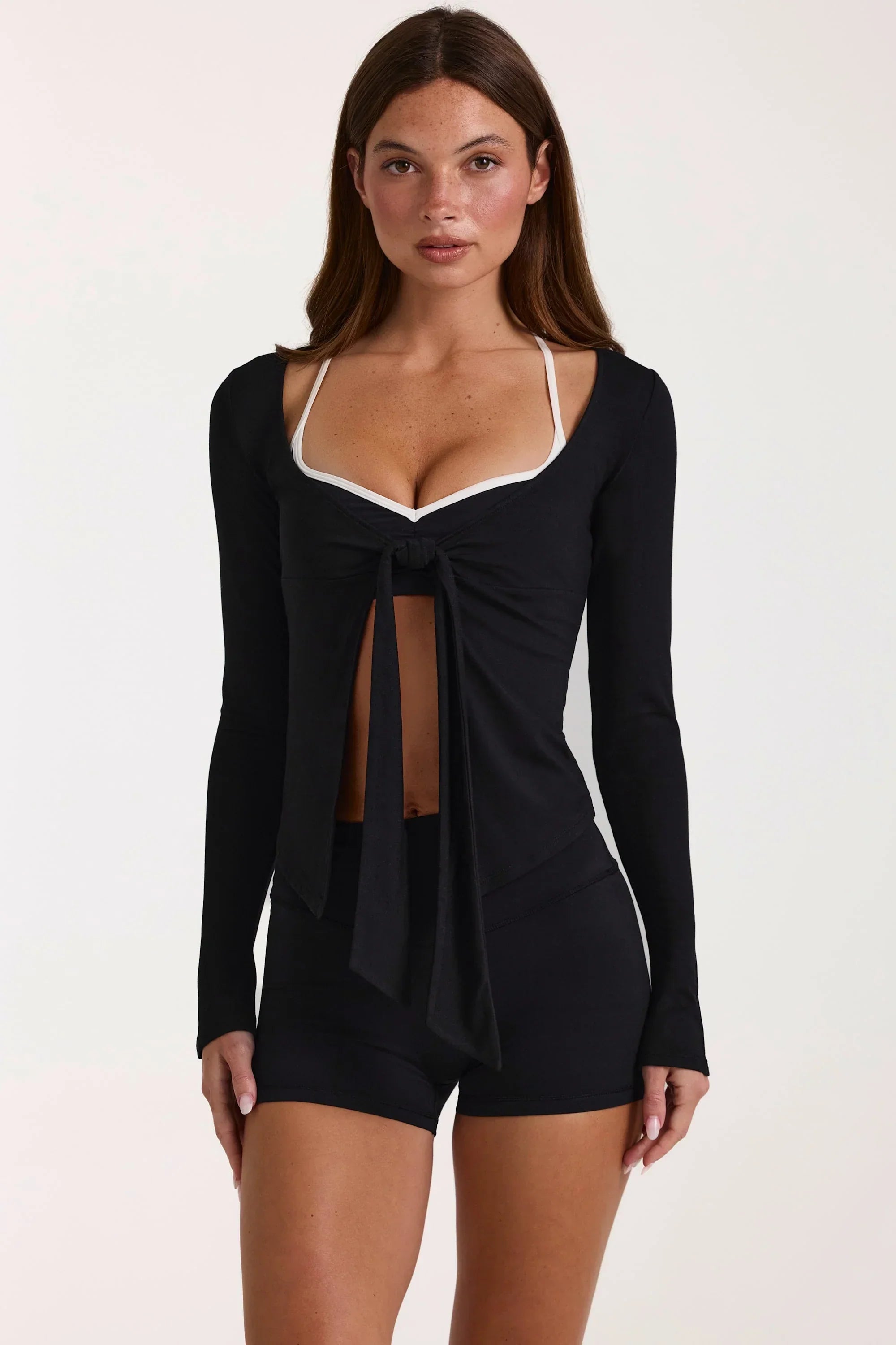 ButterCloud Tie Front Top in Black