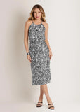 Two Piece Halter Skirt Set Zebra Print