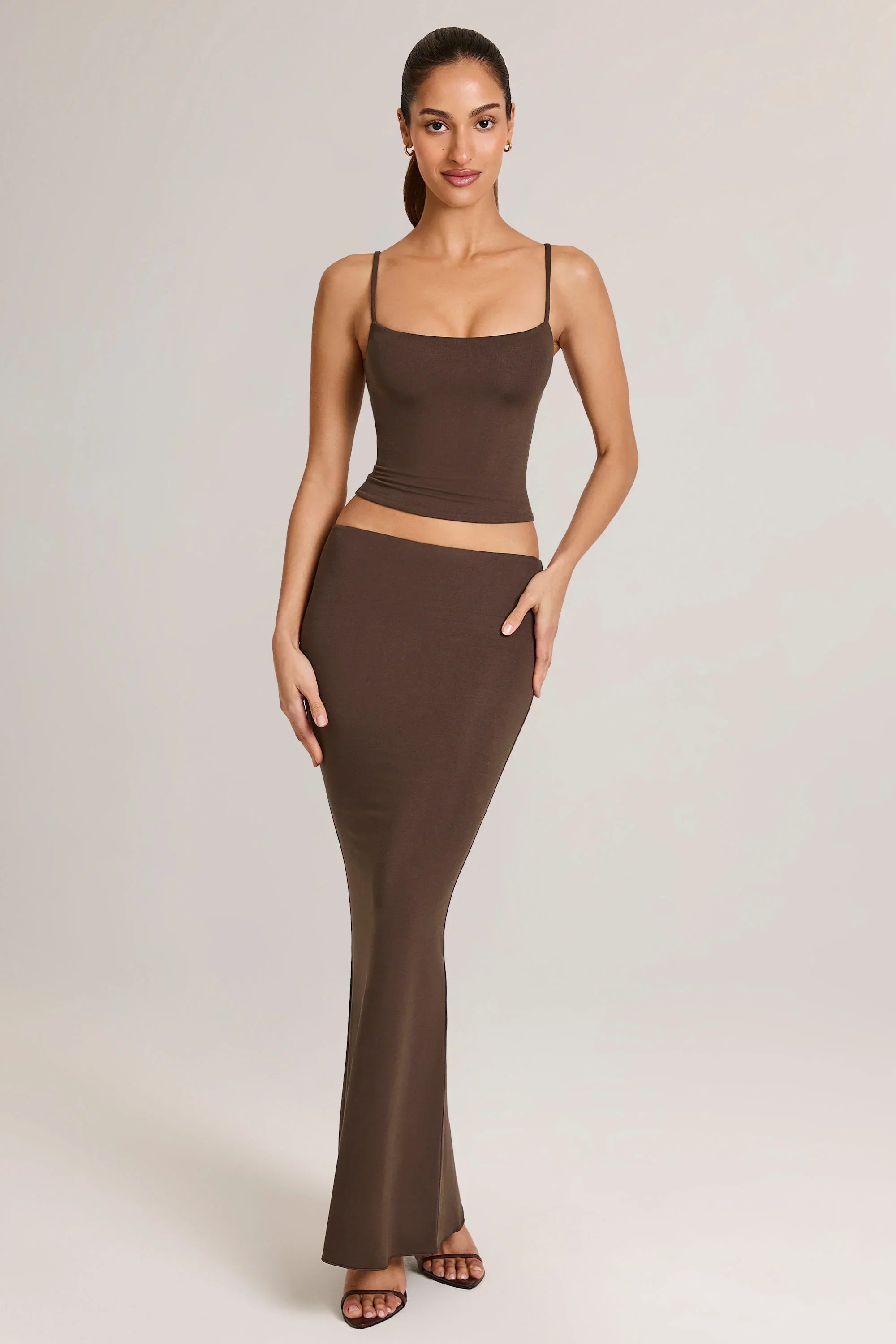 Modal Scoop Neck Tank Top in Chocolate Brown