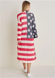 Cotton Americana Cardigan Racing Red Multi