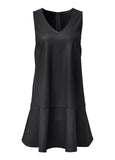 Faux Leather Mini Dress Jet Black