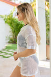 White Crochet Swim Cover Up Top