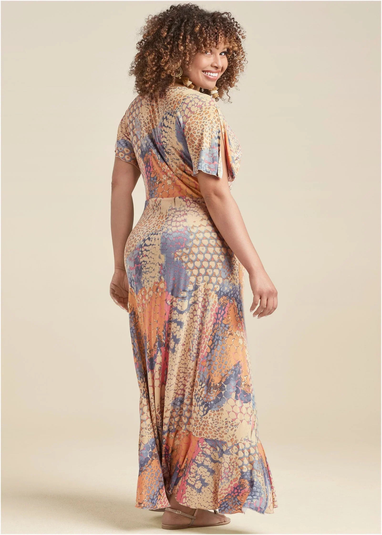 Wrap Maxi Dress Orange Multi
