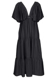 Crinkle Midi Dress Black