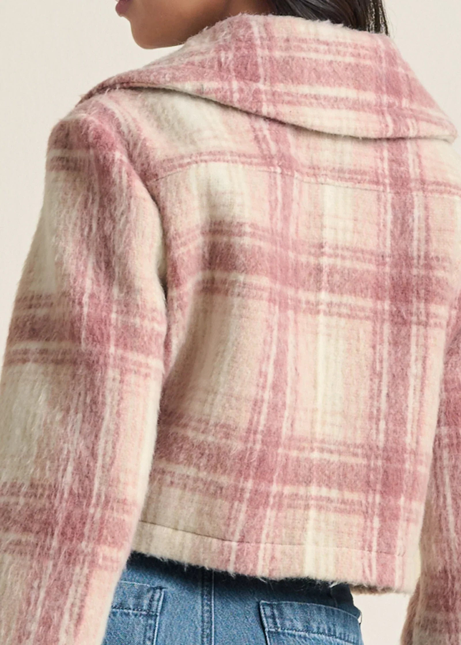 Crop Double Breasted Jacket Pink Multi