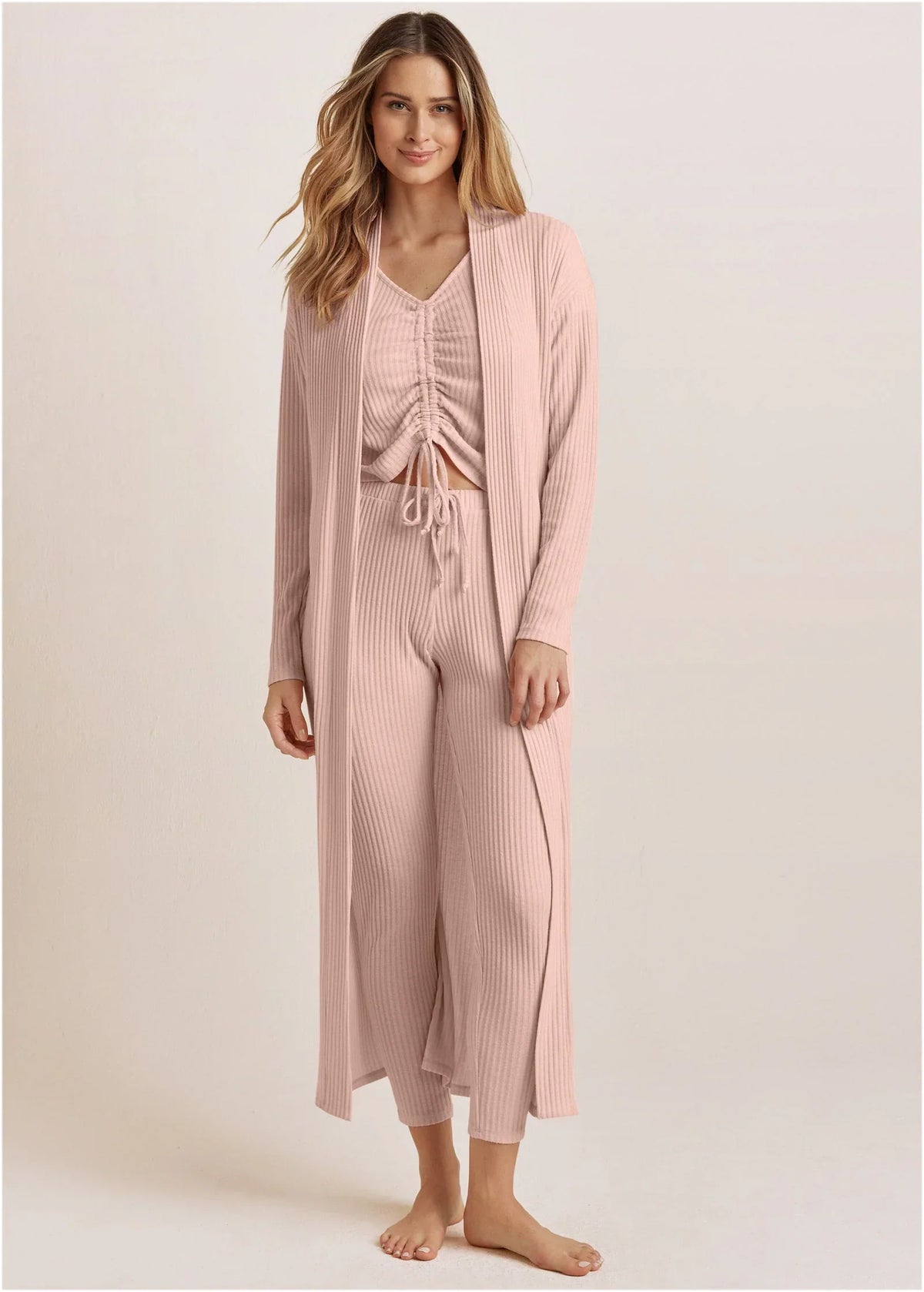 Ribbed 3 Piece Set Peach