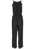 Linen Front Slit Jumpsuit Jet Black