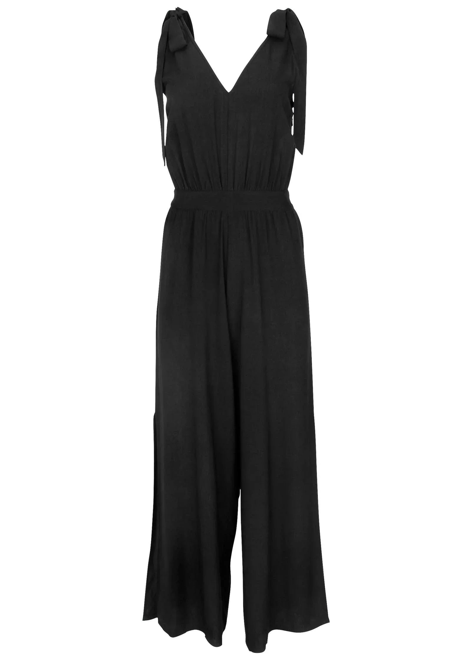 Tie Strap Wide Leg Jumpsuit Jet Black