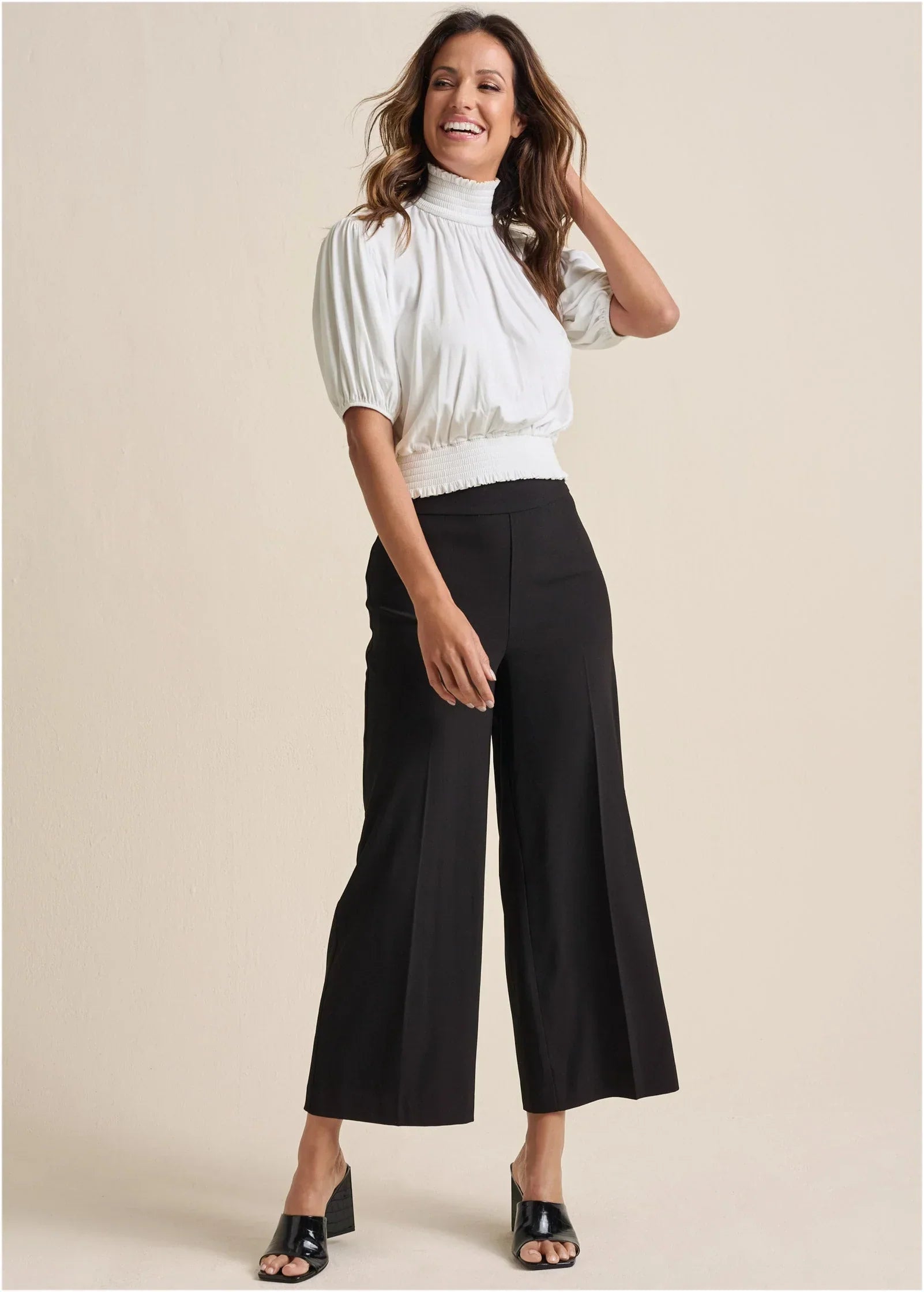 Crop Wide Leg Pants Black