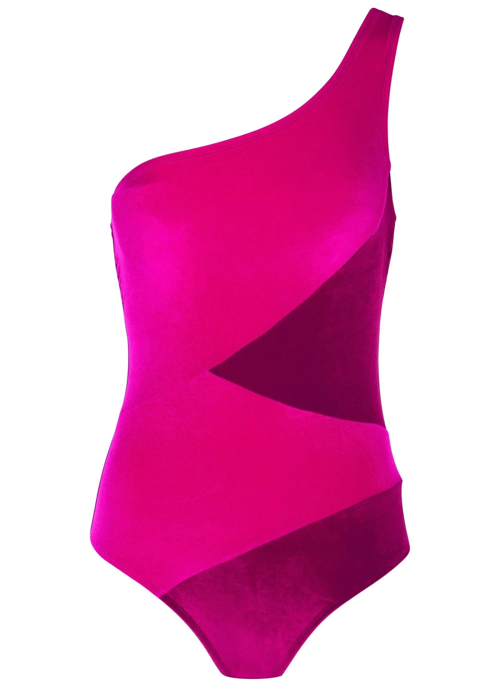 Velvet One Shoulder One Piece Pink Crush