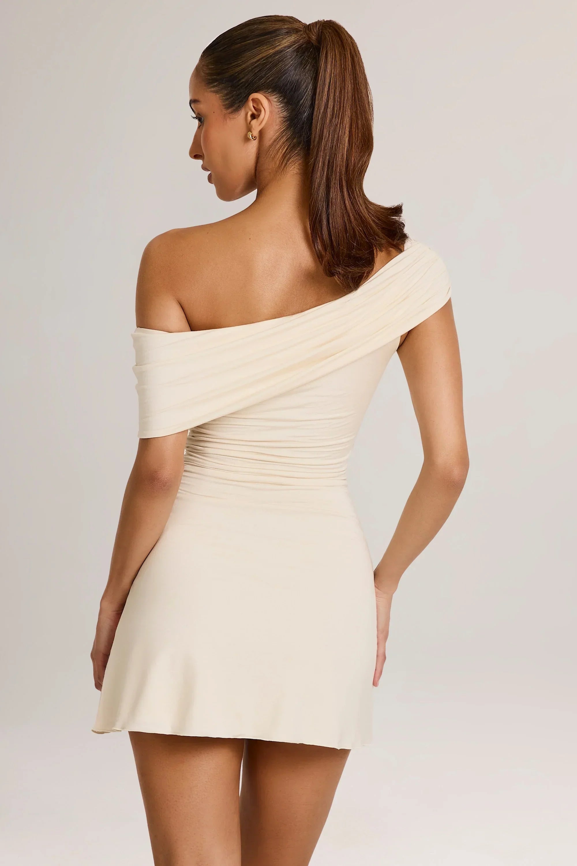 Modal Asymmetric A Line Mini Dress in Ivory
