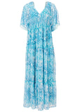 Flutter Sleeve Maxi Dress Water Snake