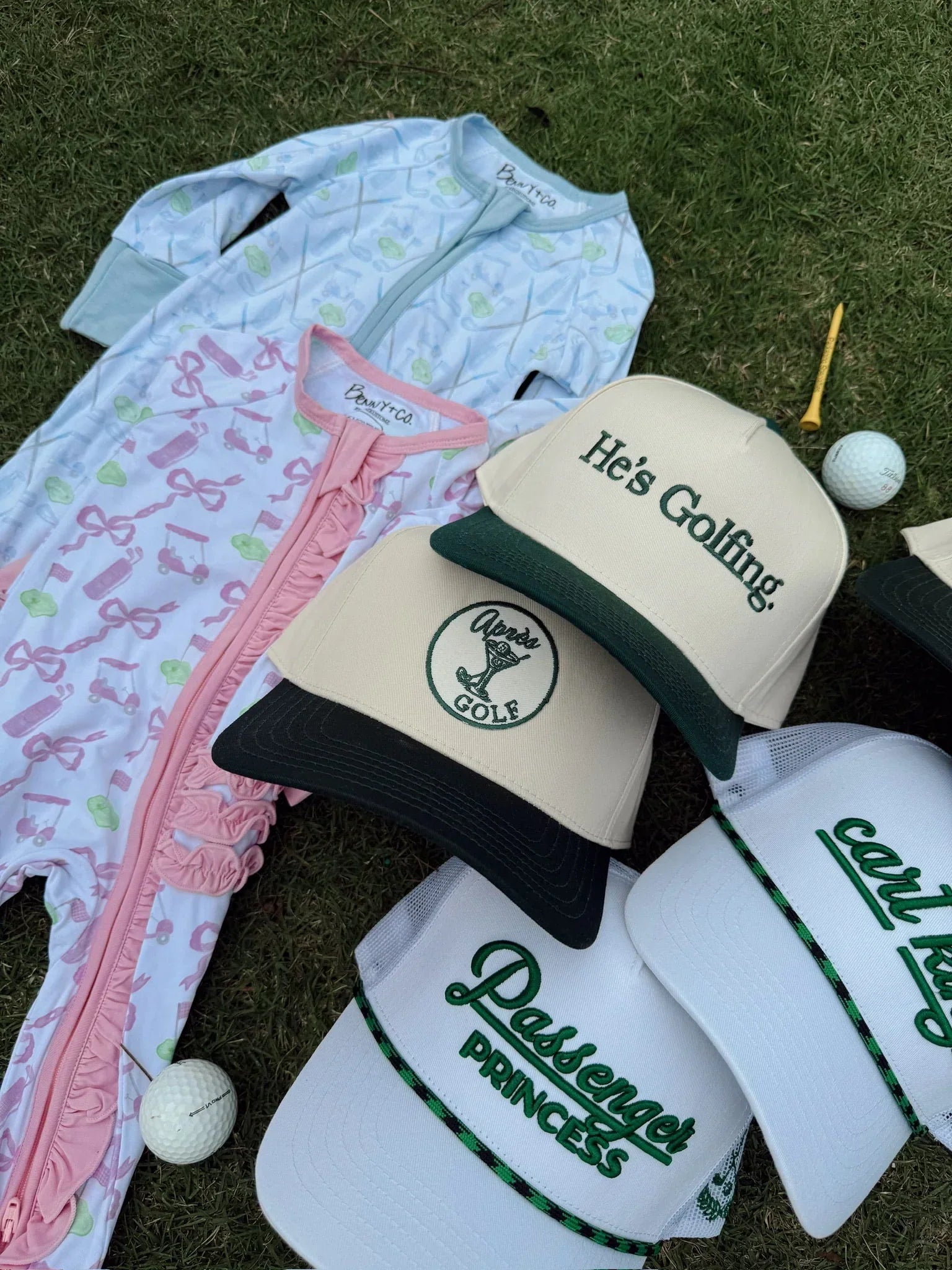 KenzKustomz Green Vintage Trucker Hat Hes Golfing