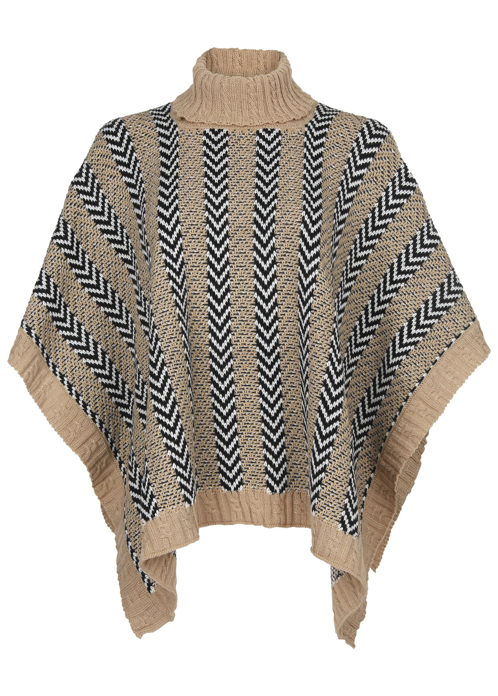 Sweater Poncho Tan Combo