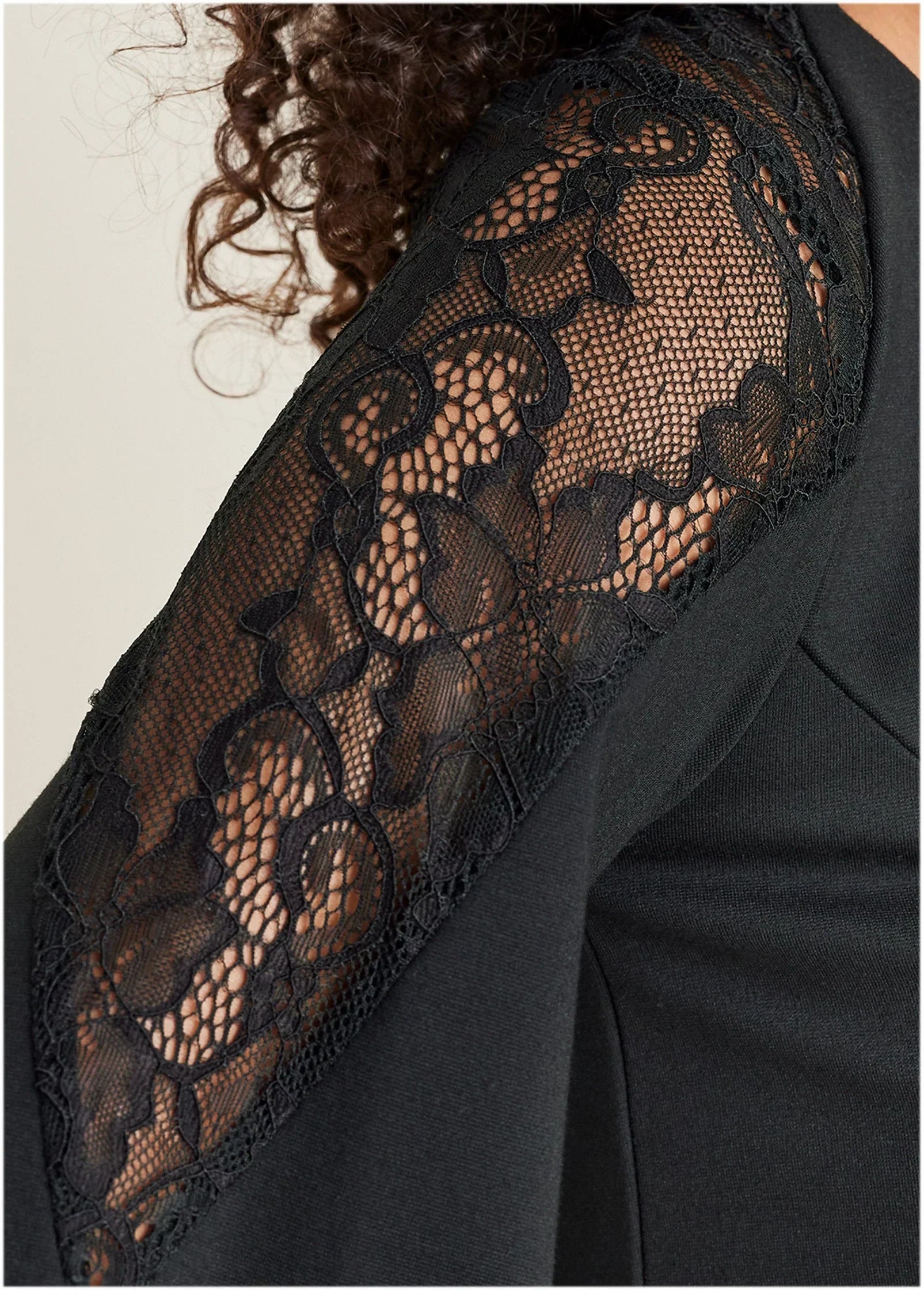 Ponte Lace Detail Jumpsuit Jet Black