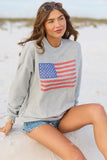 Distressed Flag Light Grey Graphic Sweatshirt