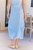 Lauren Blue Rose Print Midi Skirt
