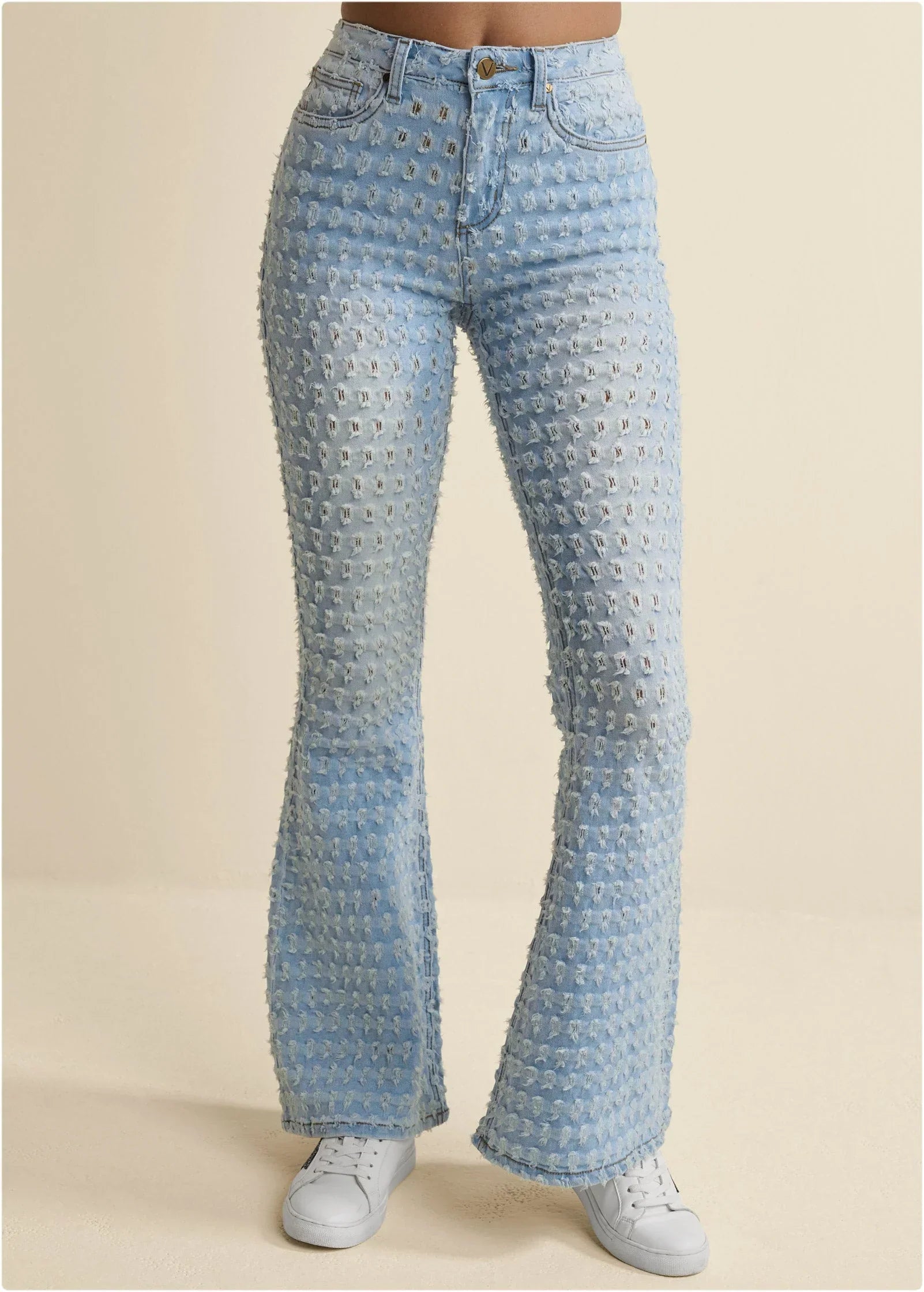 Laser Flare Leg Jeans Light Wash
