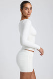 Modal Ruched Long Sleeve Top in White