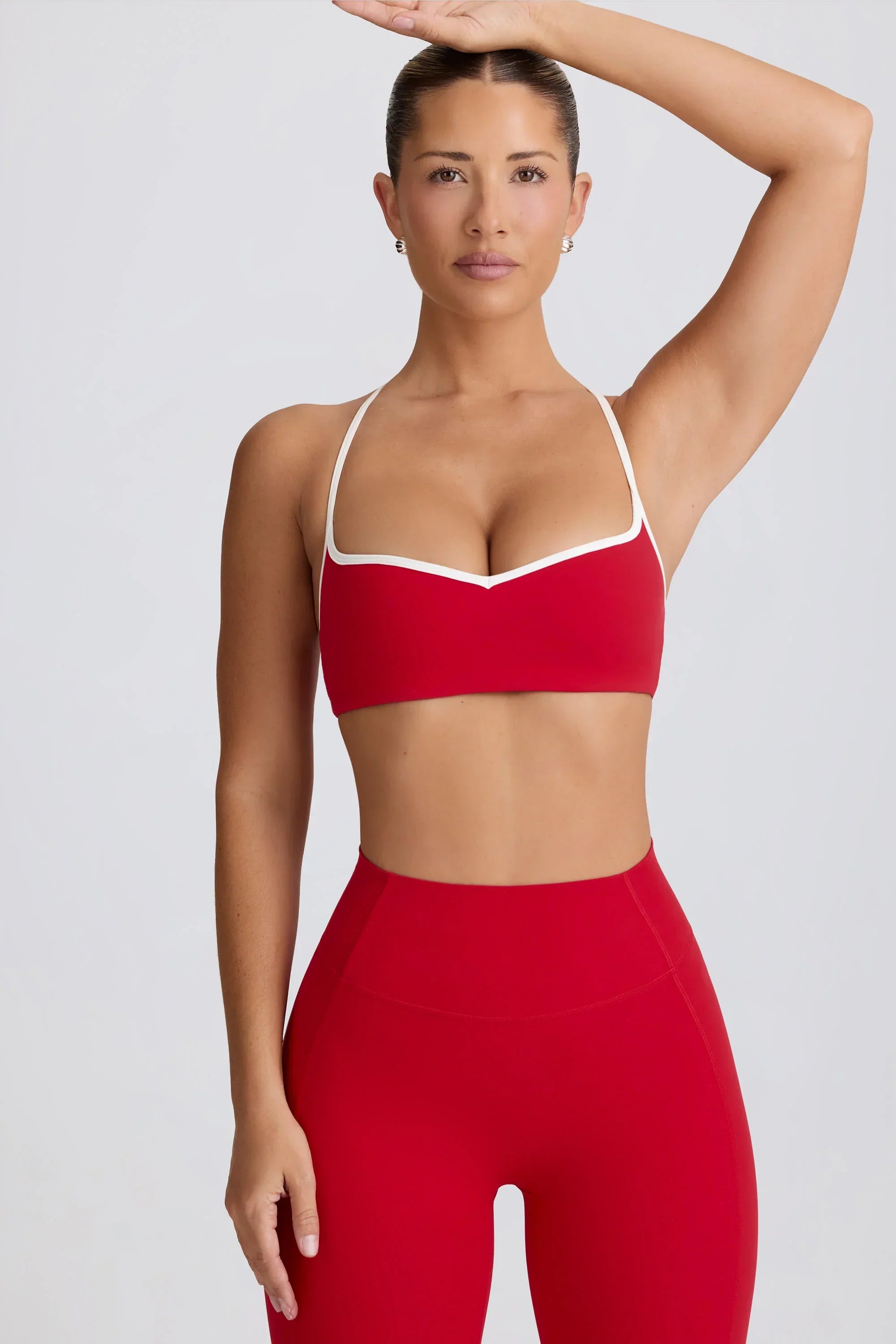 Soft Active Sweetheart Neck Sports Bra in Hot Red