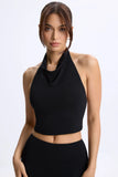 Modal Cowl Neck Open Back Top in Black