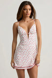 Scalloped Backless A Line Mini Dress in Cherry Print