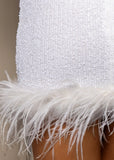 Untamed Aura Sequin Feather Mini Dress White