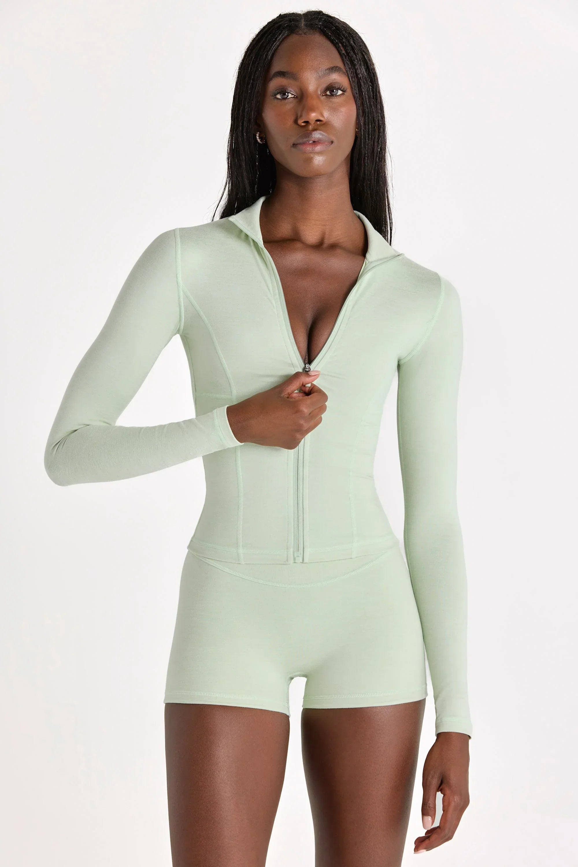 Soft Active Zip Up Jacket in Pistachio