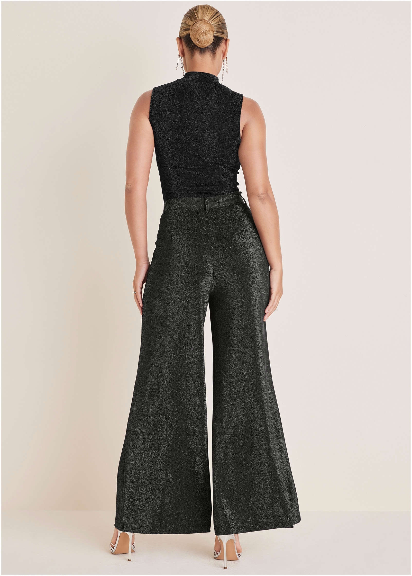 Glitter Knit Mock Neck Tank Jet Black Glitter Knit