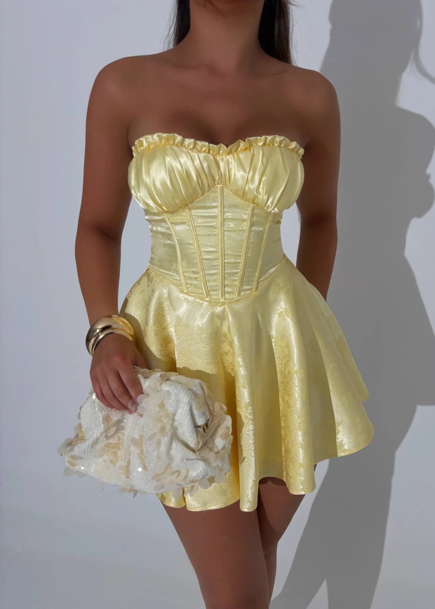 Heartstopper Strapless Mini Dress Yellow