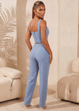 Already Over Corset Top and Trousers Two Piece Blue