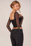 Corset Long Sleeve Top in Black