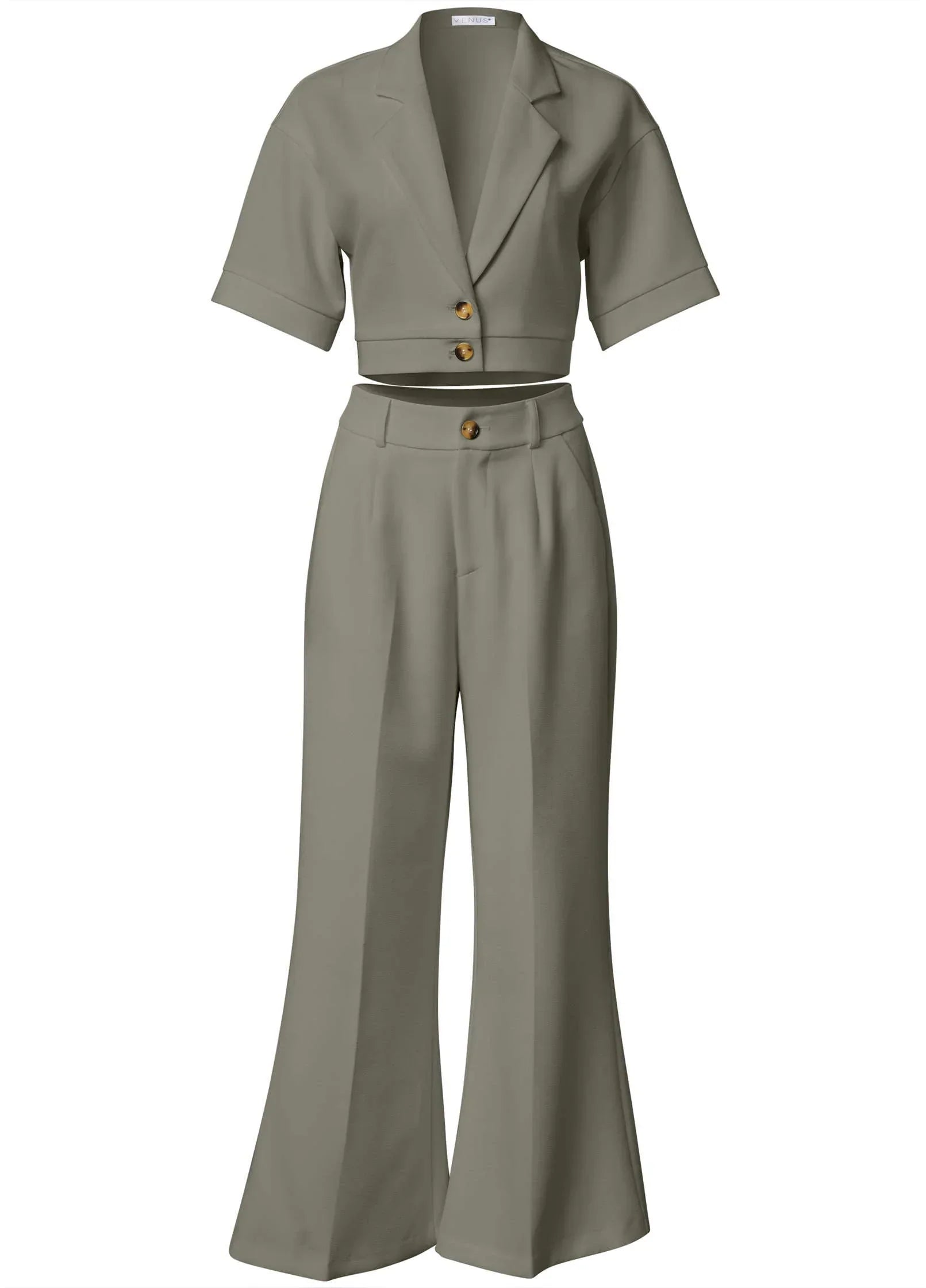 Flare Leg Suiting Set Olive