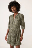 Puff Sleeve Belted Shirt Dress