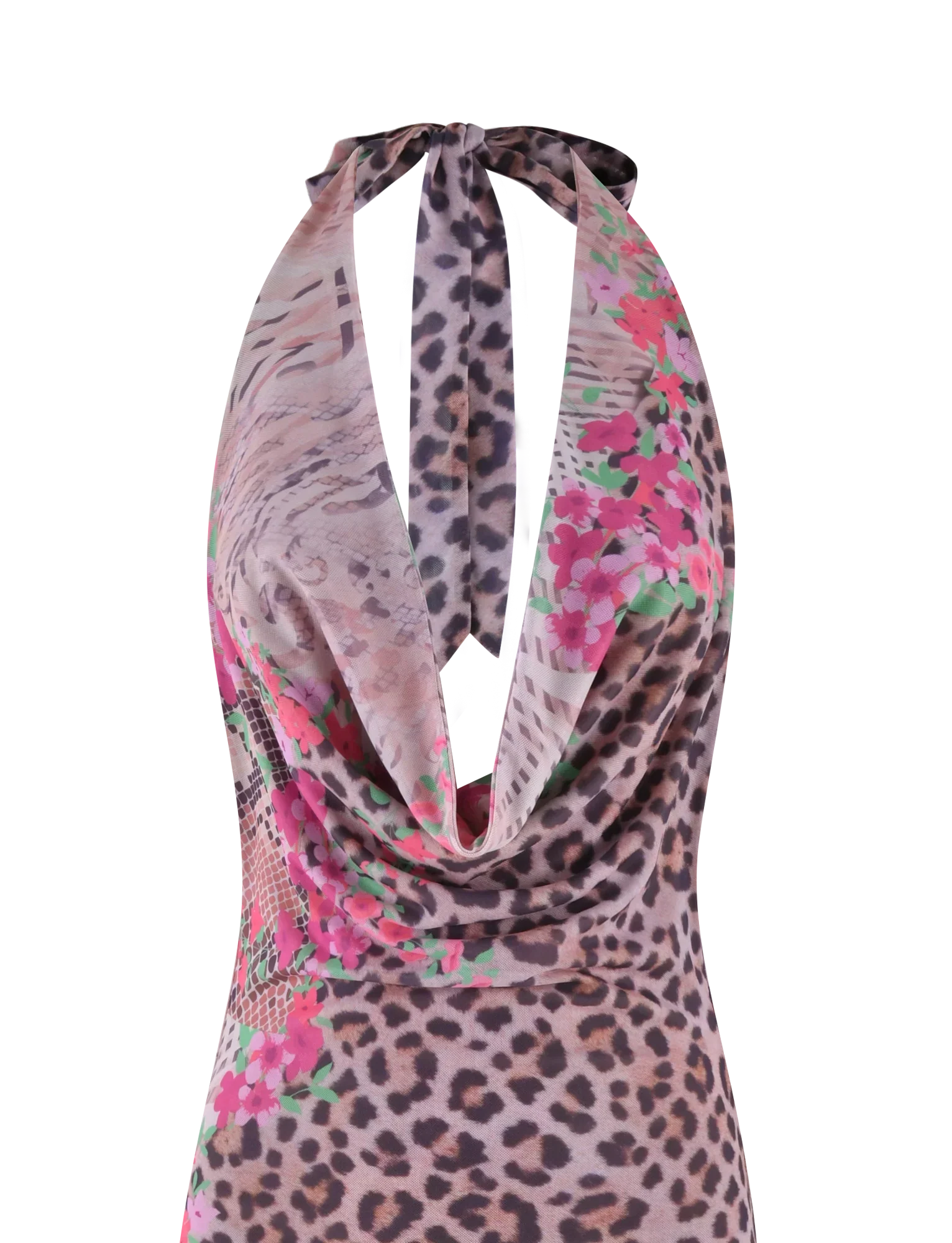 CATALINA MAXI DRESS NEUTRAL ANIMAL ANIMAL FLORAL BORDER