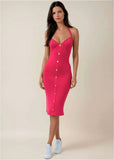 Button Front Halter Midi Azalea