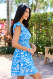 Low Tide Blue Icon Print Mini Dress