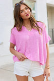 Alana Pink Open Knit Short Sleeve Sweater