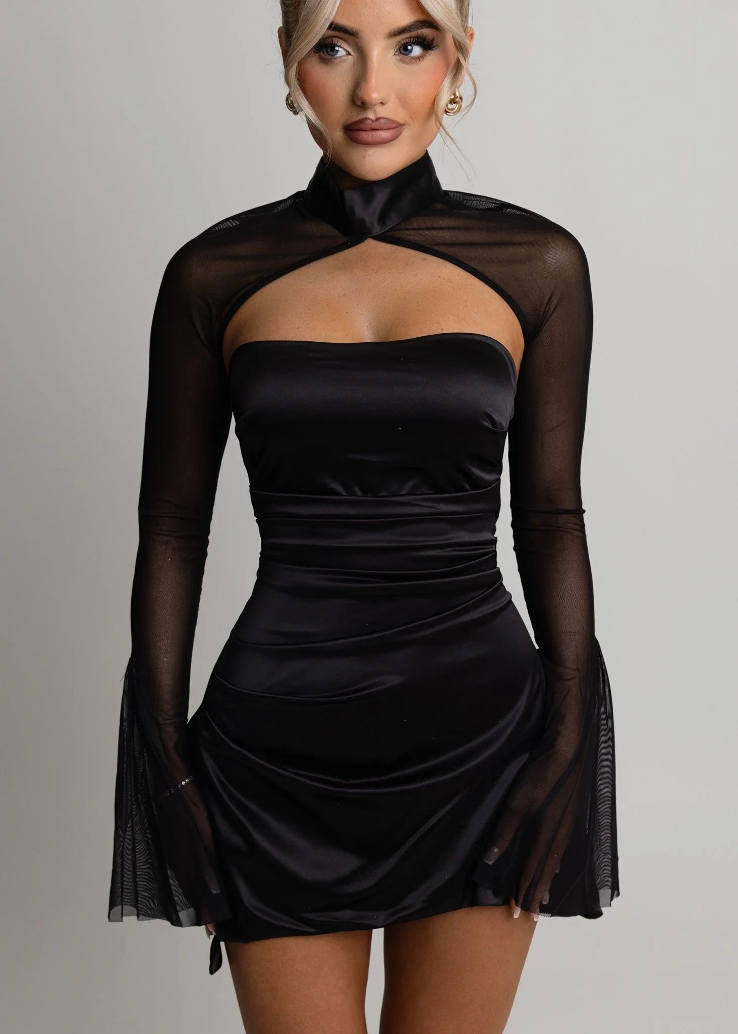 Sweetest Sin Detachable Sleeve Mini Dress Black