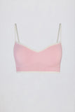 Soft Active Sweetheart Neck Contrast Sports Bra in Powder Pink