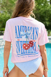 Americas Sweetheart Cherry Light Pink Graphic Tee