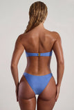 Bead Embellished Bandeau Bikini Top in Powder Blue